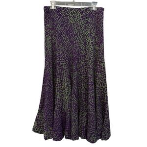 Wilderland Women’s Medium Skirt Purple Green Abstract Rayon Made in USA